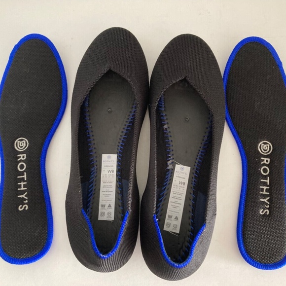 Rothy's Women Shoes The Flat Slip-On Round Toe Classic Black Ballet Flat 8 EUC - Picture 12 of 13